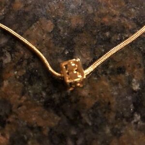 Gold Tone R Initial Necklace